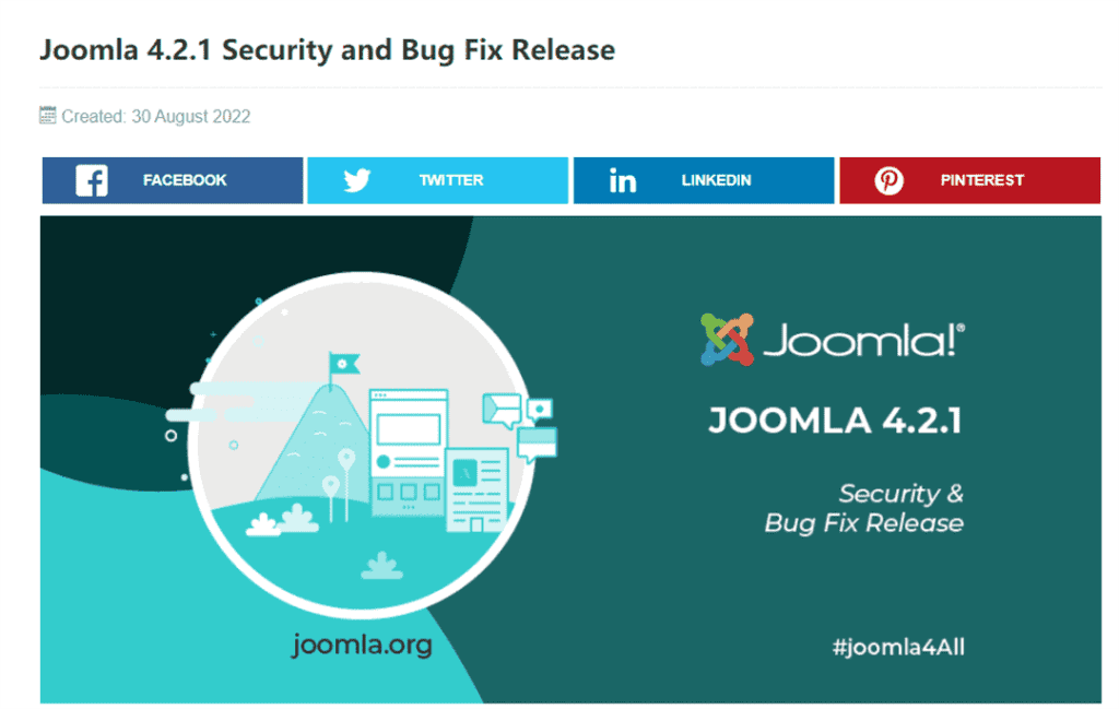 Joomla推出4.2.1版本，修复了安全漏洞和错误