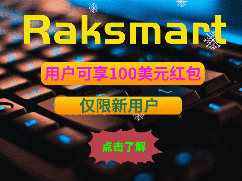 Raksmart 新注册用户最高享100美金新人红包