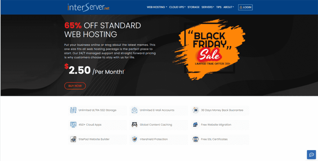 Interserver-黑色星期五特惠-标准虚拟主机享65折扣