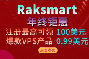 Raksmart 双11来了 年终钜惠 100美元免费领 爆款VPS仅0.99美元
