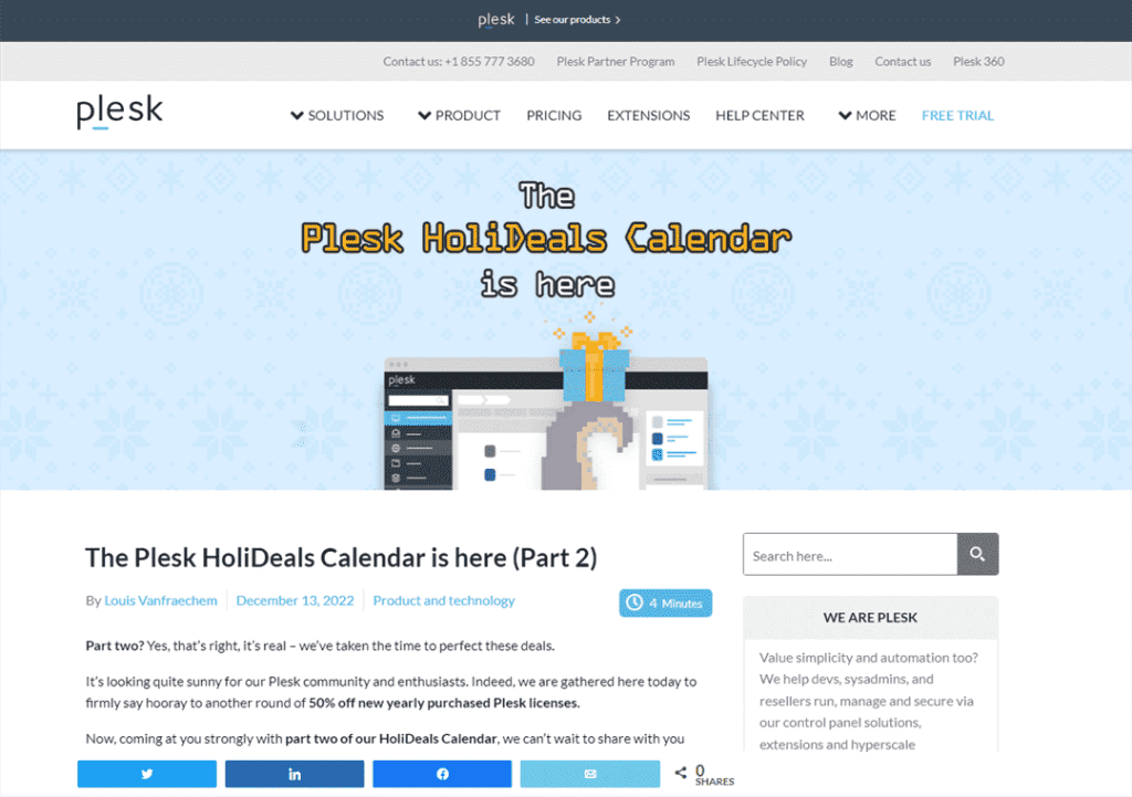 Plesk-HoliDeals日历重新推出（第二部分）