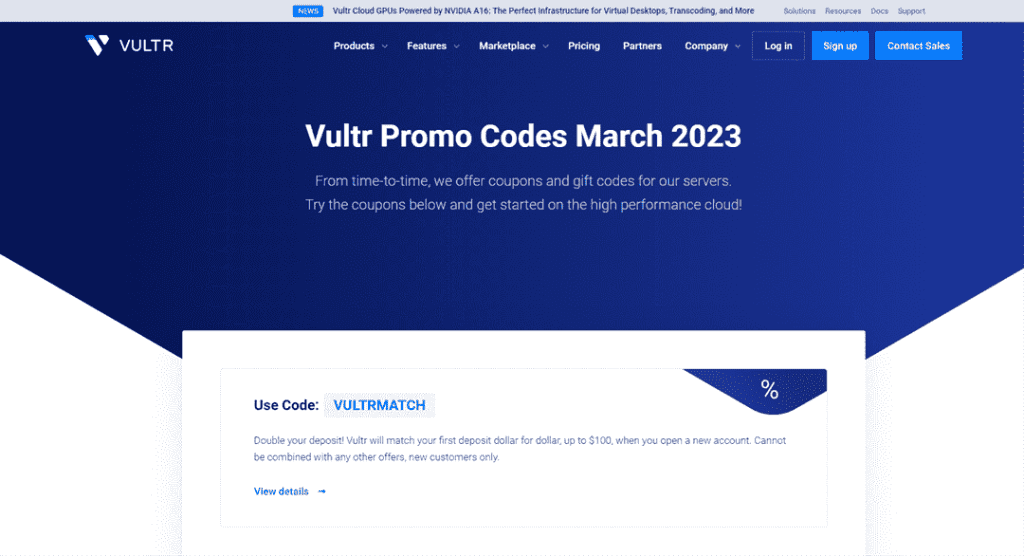Vultr 2023年3月优惠钜献  新用户云计算实例首单享25%折扣