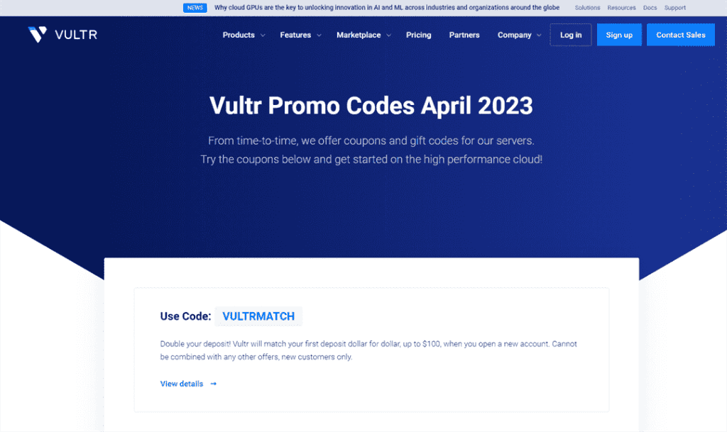 Vultr推出2023年4月优惠，新用户首单享25%折扣