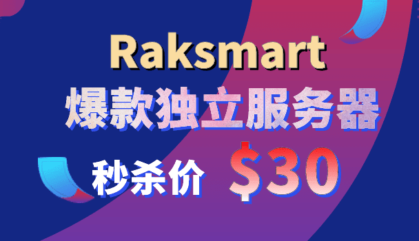 Raksmart爆款独立服务器$30秒杀