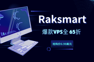 RAKsmart爆款VPS，仅售0.99美元起，VPS全场65折优惠!